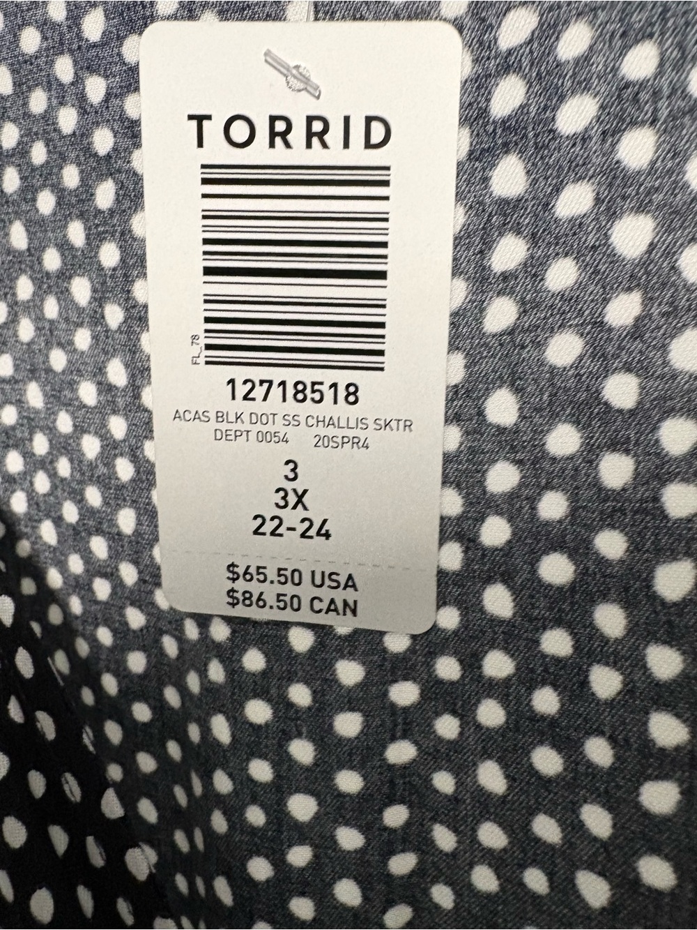 Torrid Black & White Polka Dot Short Sleeve Dress Size 3x New With Tags - Picture 3 of 7